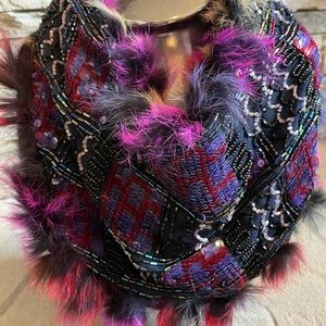 Beaded Scarf Necklace. One size.